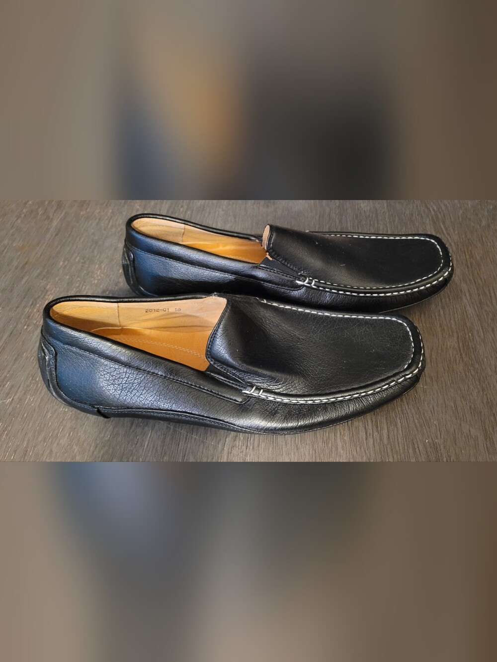 Men's Black Leather Slip-On Driving Loafers